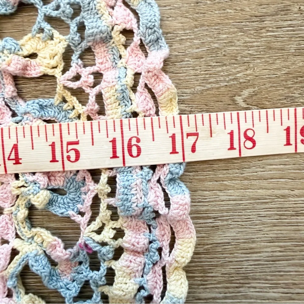 Hand Crochet Doily Bundle of 3 Round Pastels Pink‎ Scalloped Trim Rectangular